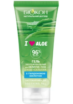 Універсальний зволожуючий гель для обличчя і тіла Біокон I Love Aloe, 200 мл