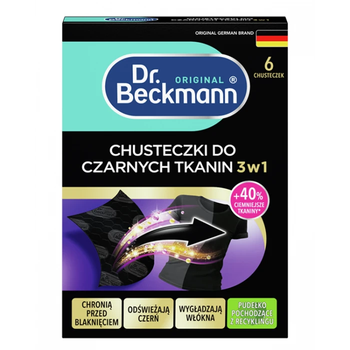 Салфетки Dr. Beckmann 3 в 1 для обновления черного цвета и тканей, 6 шт - 