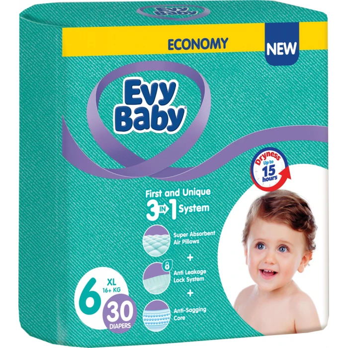 Подгузники детские Evy Baby 6 (16+ кг) 30 шт - 