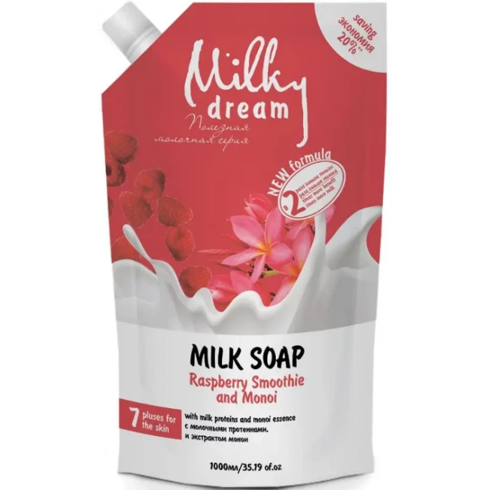 Рідке крем-мило Milky Dream Малиновий смузі та моною (запаска), 1 л - 