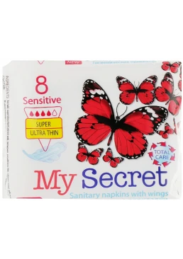 Гигиенические прокладки My Secret Sensetive Soft 4 капли, 8 шт