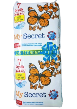 Гигиенические прокладки My Secret Drysilk 4 капли, 14 шт