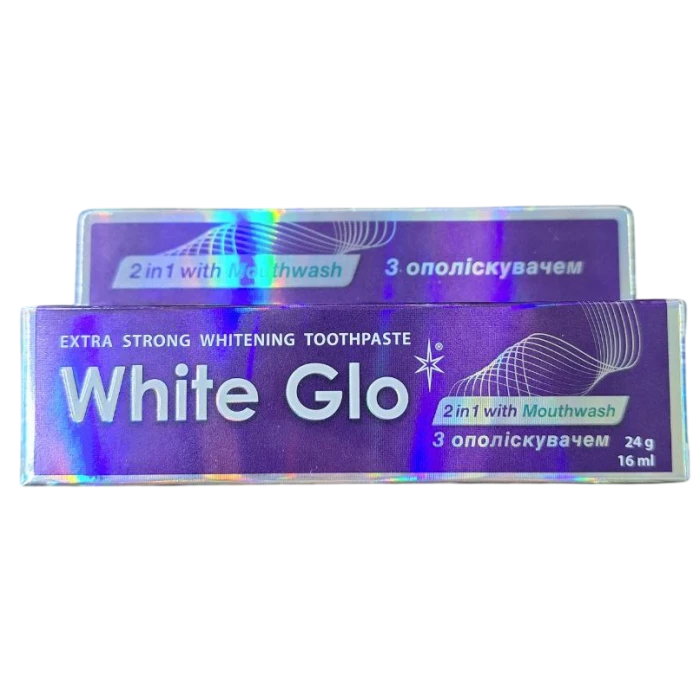 Зубная паста White Glo отбеливающая 2в1 с ополаскивателем, 24г - 